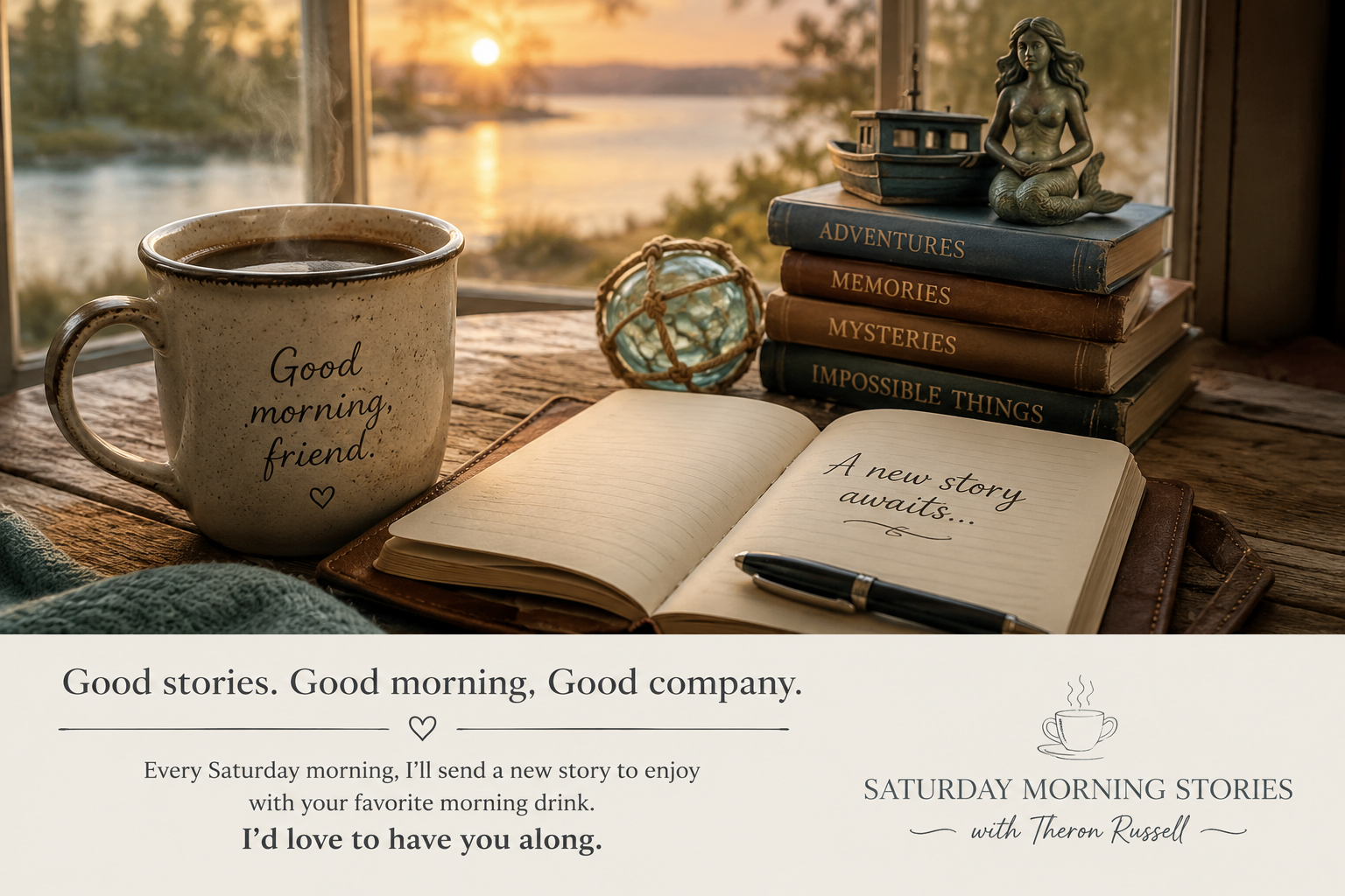 Welcome, friend.

Every Saturday morning I'll bring a new story—sometimes an adventure, sometimes a mystery, sometimes a memory, but always a story worth slowing down for.

Grab your favorite drink.

Stay awhile.

I'll bring the story.